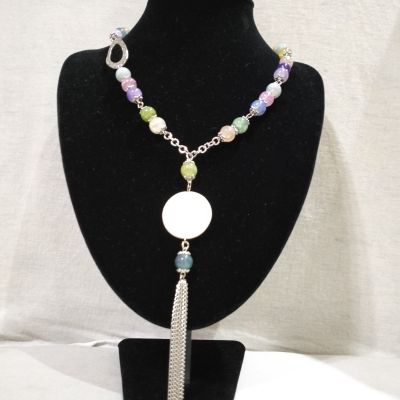 Agate alternative stone necklace, color
