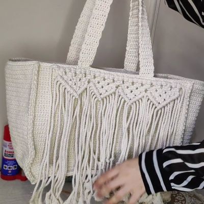 شنطه كروشيه ومكرميه 