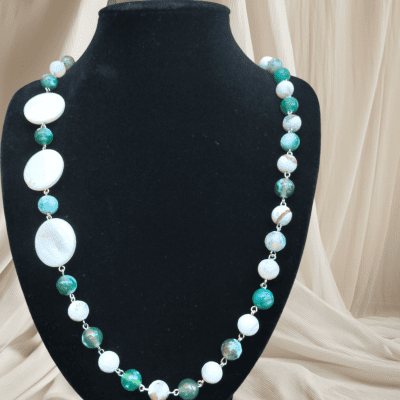 Necklaces agate stone green colour 