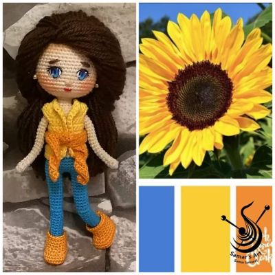 دمية من الكروشية لها شعر من الخيوط الصوف