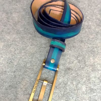 حزام جلد طبيعي درجتين تركواز *كحلي