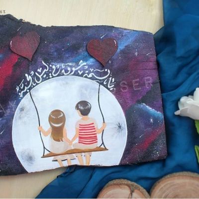 جذع خشب مرسوم يدويًا 