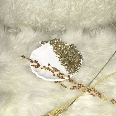  طقم ديكورى مميز 3 قطع  ابيض باحجار ذهبي