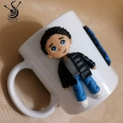 مج مزين بالصلصال الحراري