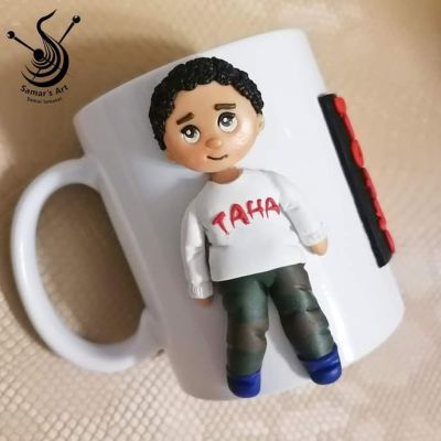 مج مزين بالصلصال الحراري