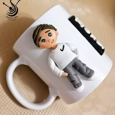 مج مزين بالصلصال الحراري