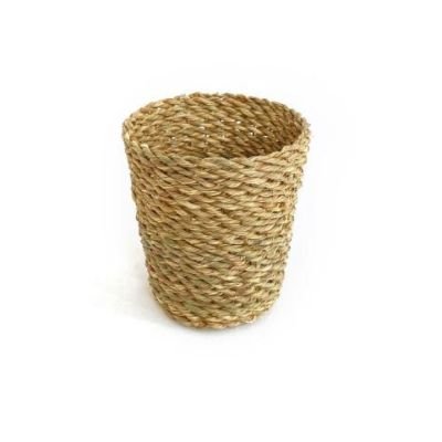  سلة تخزين مصنوعة يدويًا من نبات الحلفا الطبيعي -مقاس 20 سم