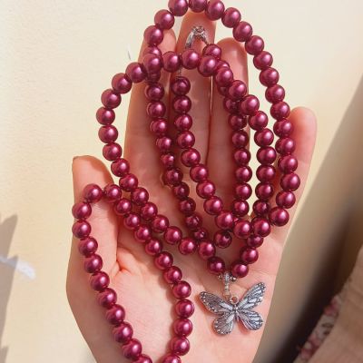 Burgundy jewelry necklace and bracelet