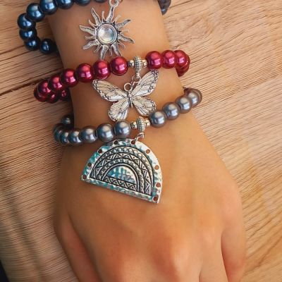  عقد لولى عنابى واسورة