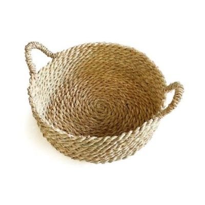 سلة المخبوازت والعيش ببطانة داخلية من الحلفا الطبيعية - مقاس 20 سم، مصنوعة يدويًا، صديقة للبيئة لإضفاء لمسة فاخرة على مائدتك اليومية