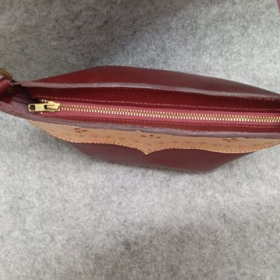Natural leather burgundy bag