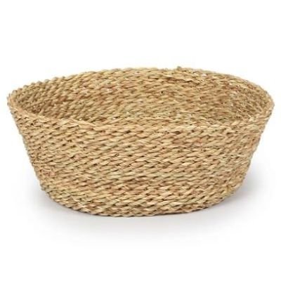 سلة بوهيمية أسطوانية الشكل مصنوعة يدويًا من نبات الحلفا الطبيعي 30 سم - إكسسوار منزلي عصري