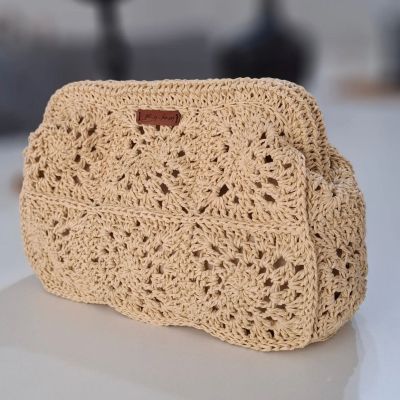 كلاتش الجراني الرافيا شنطة هاندميد كروشيه 