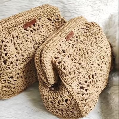 كلاتش الجراني الرافيا شنطة هاندميد كروشيه 