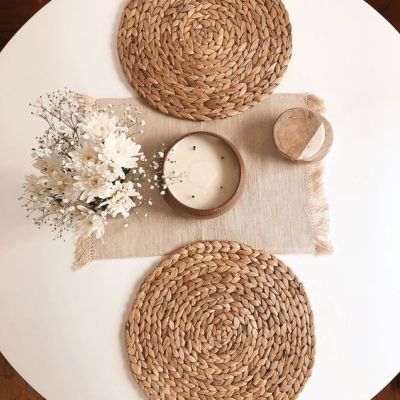 Handmade Natural Rush Coaster for Protecting Your Dining Table or Kitchen Countertop - 20 cm Size - Premium Egyptian Craftsmanship