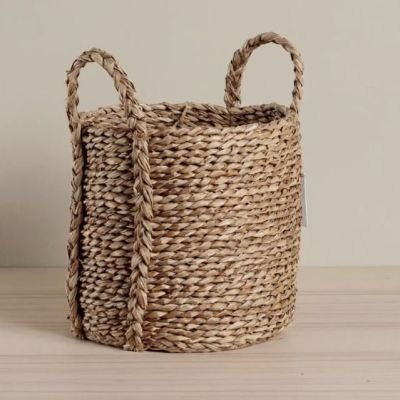 طقم سلال تخزين مستديرة مصنوعة يدويًا من نبات الحلفا - 3 مقاسات مختلفة (20-25-30 سم) 