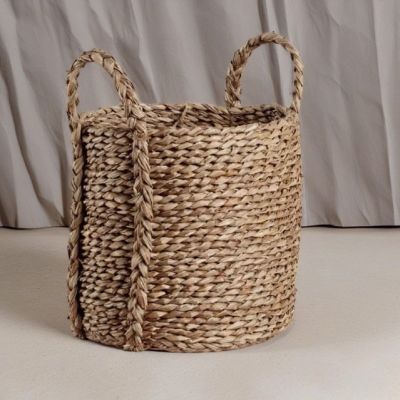 طقم سلال تخزين مستديرة مصنوعة يدويًا من نبات الحلفا - 3 مقاسات مختلفة (20-25-30 سم) 