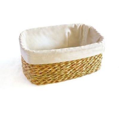 Set of Rectangular Storage Baskets Handcrafted from Natural Rush Plant – Eco-friendly Baskets with Inner Lining, Perfect  in 3 Different Sizes (20-25-30 cm).