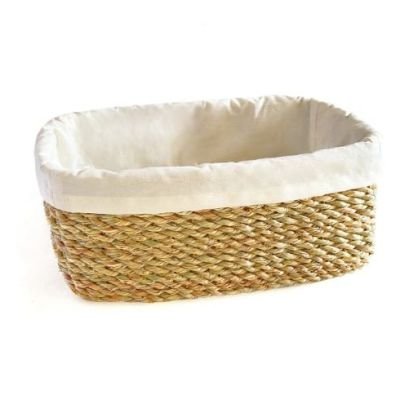 Set of Rectangular Storage Baskets Handcrafted from Natural Rush Plant – Eco-friendly Baskets with Inner Lining, Perfect  in 3 Different Sizes (20-25-30 cm).