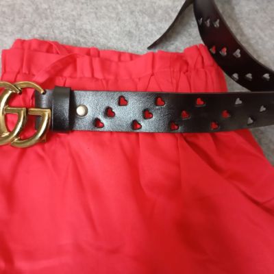 حزام مفرغ(قلوب) جلد طبيعي اسود