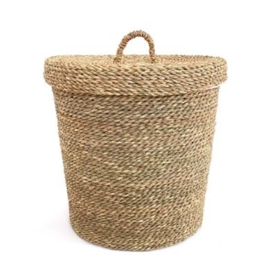 Laundry Basket Made from Natural Seagrass with Removable Fabric Lining – A Modern and Lightweight Design, Perfect for Organizing Laundry at Home.