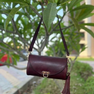 Handmade Genuine Leather Cylindrical Shoulder Bag