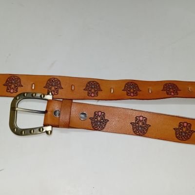 حزام جلد طبيعي برسمه كف 