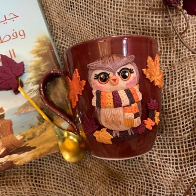 owl polymer clay mug