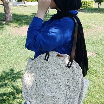 شنطه كروشيه مدوره بالخيش 