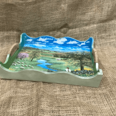 Decoupage wooden serving tray tray