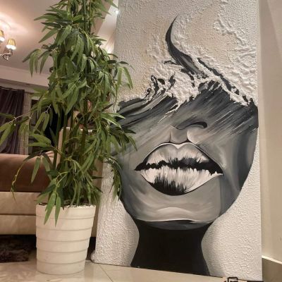 تابلوه هاند ميد رسم بارز علي كانفس مستورد مقاس ١٤٠*٧٠