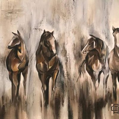 تابلوه هاند ميد رسم بارز علي كانفس مستورد مقاس ١٠٠*٢٠٠