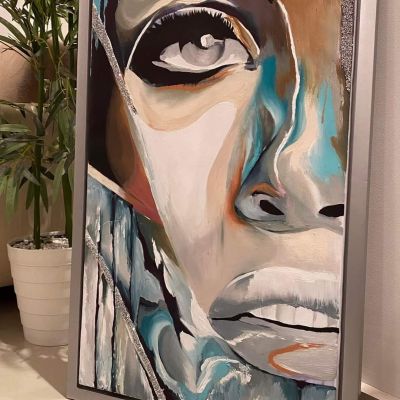 تابلوه هاند ميد رسم بارز علي كانفس مستورد مقاس ١٠٠*٥٠