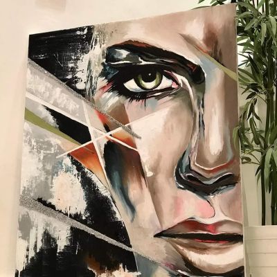 تابلوه هاند ميد رسم بارز علي كانفس مستورد  مقاس ١٢٠  *٨٠