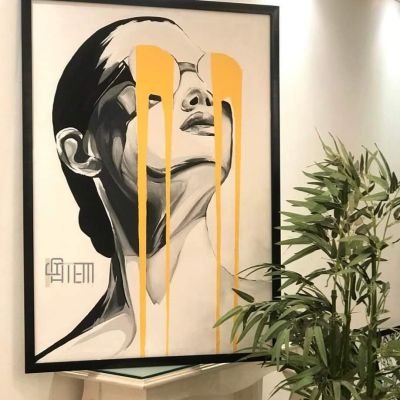 تابلوه هاند ميد رسم بارز علي كانفس مستورد مقاس ١٠٠*٧٠