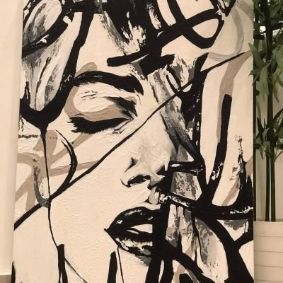 تابلوه هاند ميد رسم بارز علي كانفس مستورد  مقاس ١٢٠  *٨٠