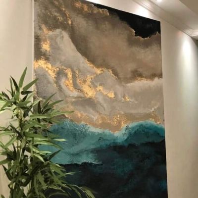 تابلوه هاند ميد رسم بارز علي كانفس مستورد  مقاس ١٣٠*٩٠