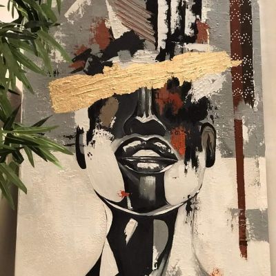 تابلوه هاند ميد رسم بارز علي كانفس مستورد  مقاس ١٢٠  *٨٠