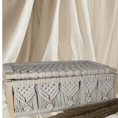 صندوق خشب مكرمية 