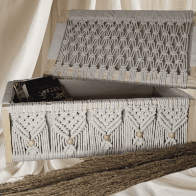 صندوق خشب مكرمية 