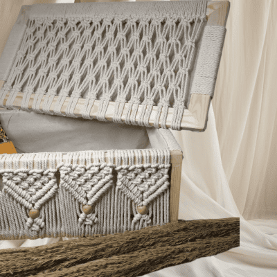 صندوق خشب مكرمية 