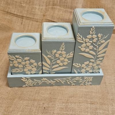 طقم شمعدان خشب هاند ميد بصنيه