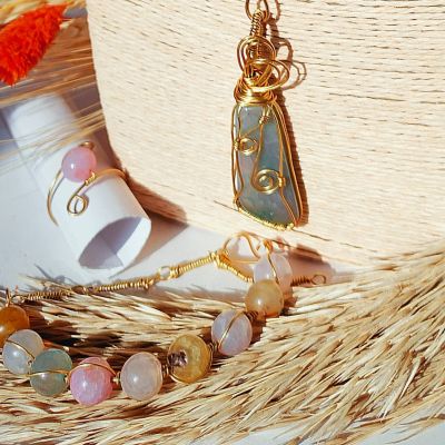 Agat & pure copper set