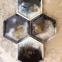 Resin hexagon coaster set