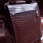 Handmade genuine leather bag with crocodile print for men 