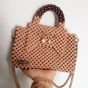 Beige velvet beaded bag