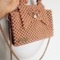 Beige velvet beaded bag