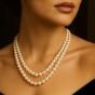 Natural pearl necklace, two layers