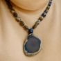 Silver necklace with precious lapis gemstone