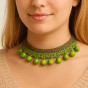 Green Beaded Crochet Choker 